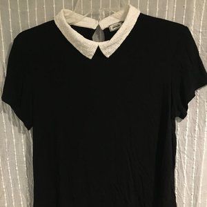 Pimkie Short Sleeve Black Top w/ White Collar